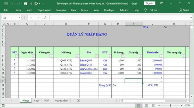 phần mềm quản lý bán hàng miễn phí bằng excel - TrustSales