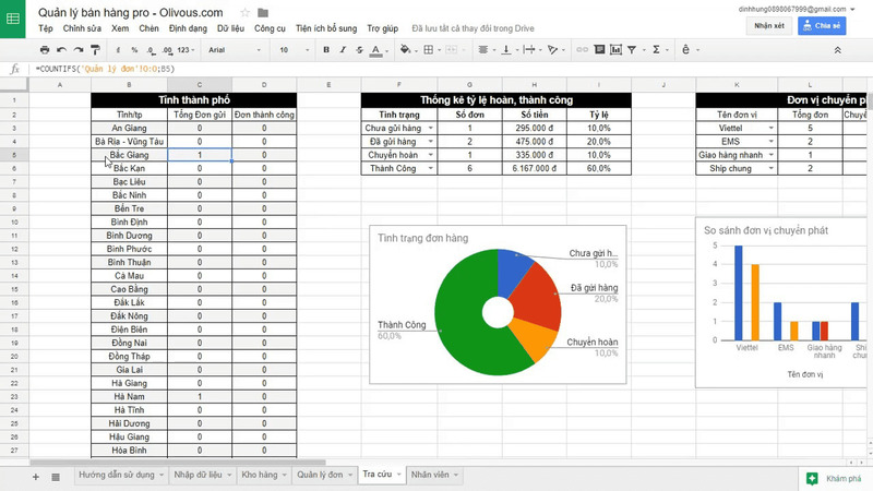 quản lý đơn đặt hàng bằng excel - TrustSales